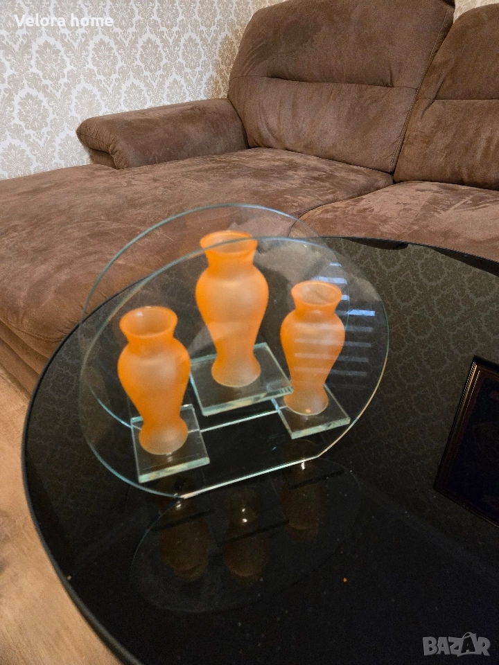 Стъклена ваза с три вази УНИКАЛЕН МОДЕЛ, снимка 1