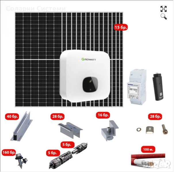 KT-MIN6-A410-L6 Соларна система 6kW – комплект за ламаринен покрив, снимка 1
