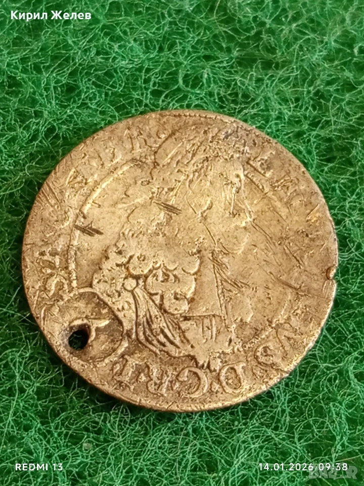 Сребърна монета 6 кройцера 1693г. Леополд първи Австрия уникат 52973, снимка 1