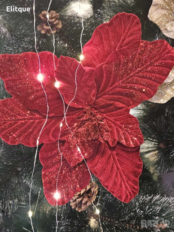 Коледна звезда декорация за елха Classic Christmas, снимка 1