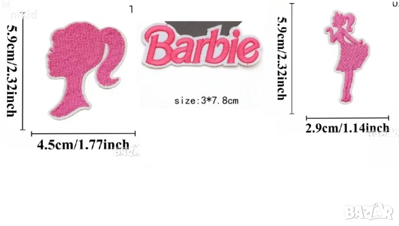 Барби Barbie емблема апликация бродерия за дреха дрехи самозалепваща се нашивка, снимка 1
