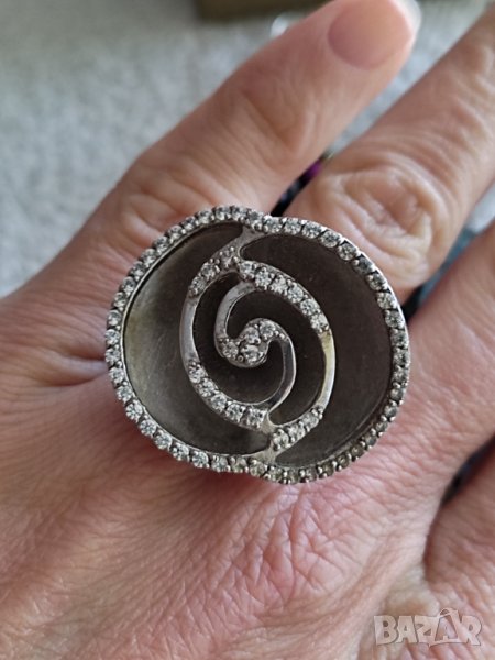 Масивен сребърен пръстен с роза, снимка 1