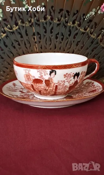 Чашка и чинийка от костен порцелан , снимка 1