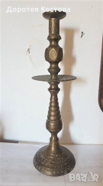Стар бронзов голям свещник, снимка 1