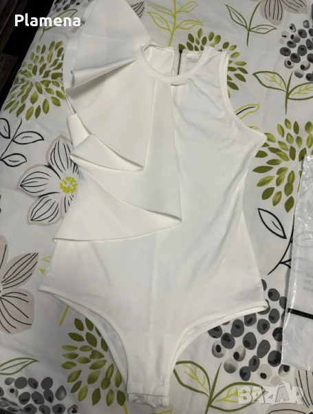 Бяло екстравагантно боди , снимка 1