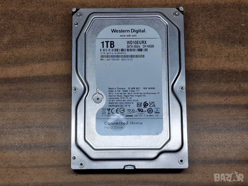 1TB DVR камери 1000GB хард диск за видеонаблюдение DVR или PC тествани WD WD10EURX, снимка 1