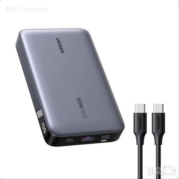 UGREEN 20000mAh 100W външна батерия, преносимо зарядно устройство Nexode USB C 3-портово PD бързо за, снимка 1