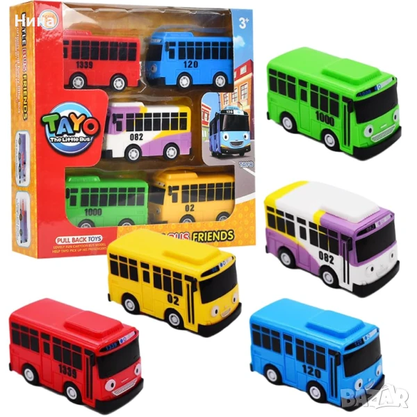 Комплект сладки мини инерционни автобуси, снимка 1
