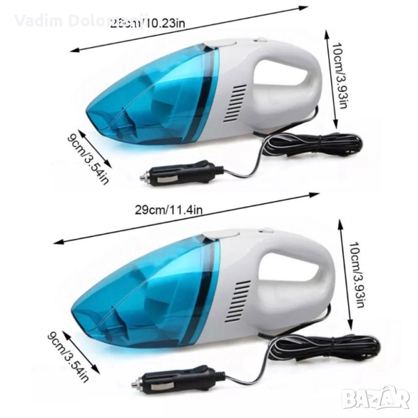 Преносима мини автомобилна прахосмукачка за сухо и мокро почистване, снимка 1