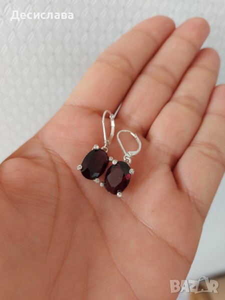  Обици с тъмно лилав камък, снимка 1