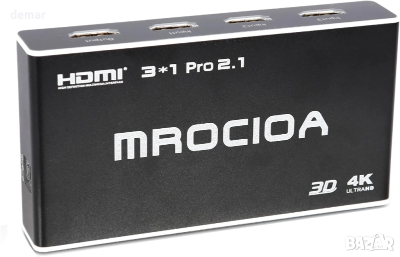 HDMI 2.1 превключвател 3 входа 1 изход с дистанционно, 4K 120Hz, снимка 1