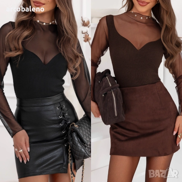 Дамска блуза от тюл с топ Kylaar, 2цвята , снимка 1