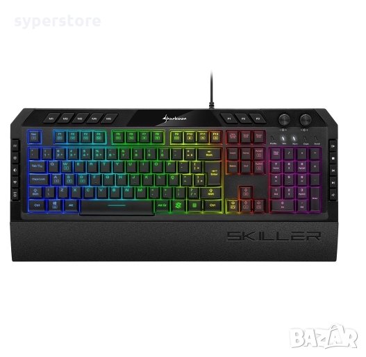 Клавиатура Геймърска USB SHARKOON Skiller SGK5 SH0066 Черна Мултимедийна RGB Подсветка, снимка 1