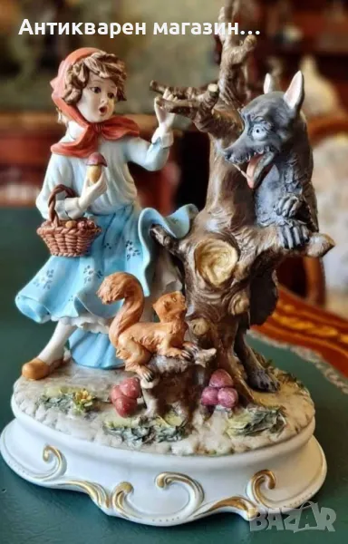 Capodimonte, Ester Bassano Прекрасна  ,порцеланова композиция - Червената шапчица и вълкът.  , снимка 1