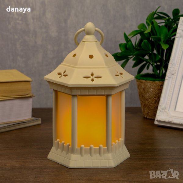 1343 Декоративен Led фенер лампа с ефект на пламък 20x14cm, снимка 1