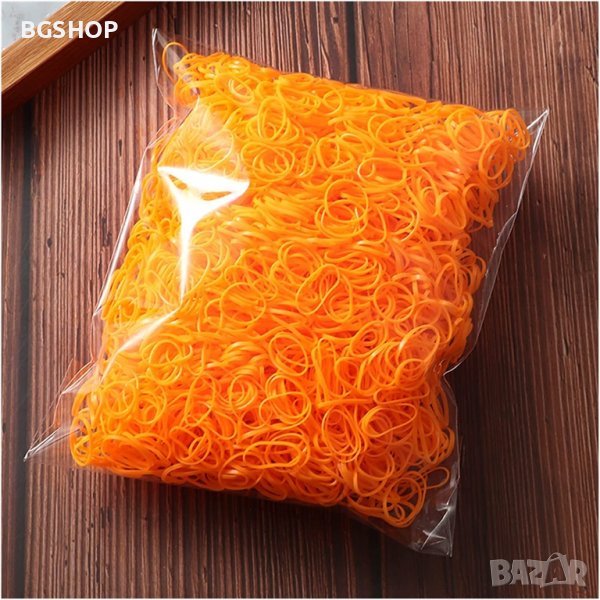 Силиконови ластици за плитки - Оранжеви 1000 броя пакет, снимка 1