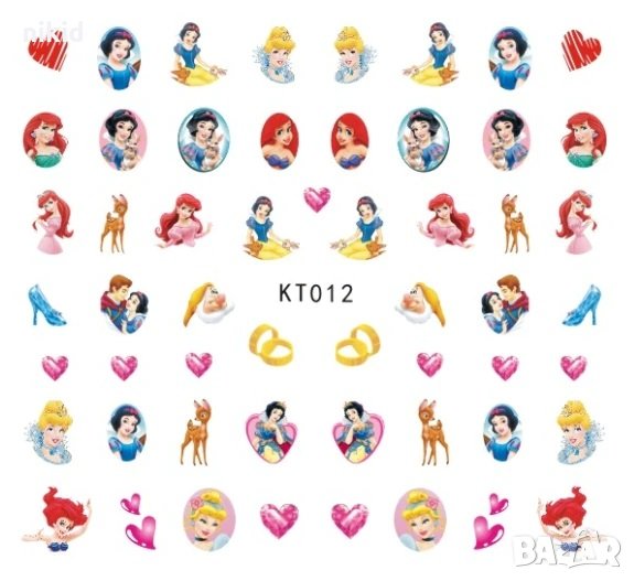 KT012 Снежанка и Седемте джуджета татос ваденки слайдер водни стикери за нокти маникюр, снимка 1