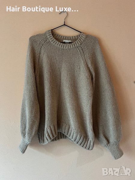 H&M Бежов дамски пуловер със сребърни нишки XS размер , снимка 1