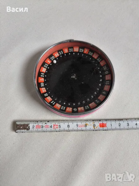 Стара преносима игра на рулетка | стъкло и метал, снимка 1