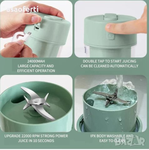 Преносим безжичен мини блендер, снимка 2 - Кухненски роботи - 43208720