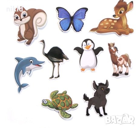 2 вид 50 бр Микс Животни самозалепващи лепенки стикери за украса декор картонена торта и др парти, снимка 4 - Други - 32702228