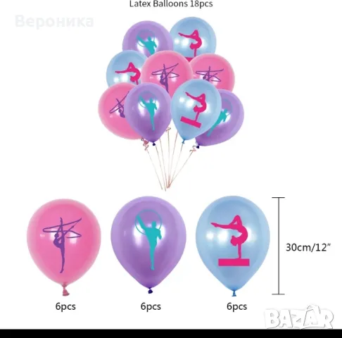 Украса за рожден ден " Художествена гимнастика" , балони гимнастика/балерина, снимка 7 - Декорация за дома - 44621623