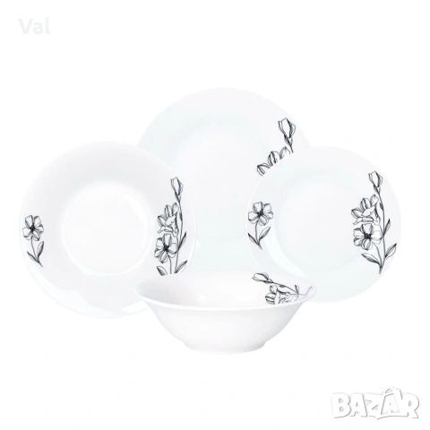 Комплект чинии 24 части с елегантен флорален дизайн – Лекота и стил за всяка трапеза, снимка 5 - Чинии - 53331403