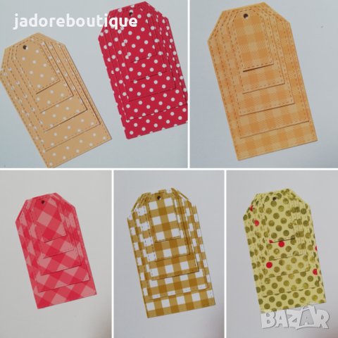 Елементи от дизайнерска хартия тагове скрапбук - 5 бр /к-кт , снимка 1