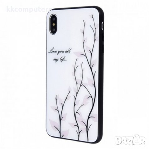 Стъклен кейс Magic Glass Case, За iPhone 11 Pro (5.8), Бял с листа, снимка 2 - Калъфи, кейсове - 37817506