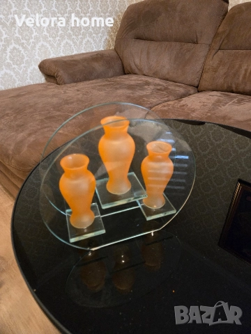 Стъклена ваза с три вази УНИКАЛЕН МОДЕЛ