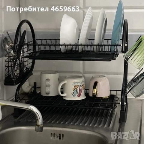 Двуетажна сушилня за съдове Ruhhy, неръждаема стомана, поставка за чаша и тава за отцеждане, снимка 10 - Други стоки за дома - 52547157