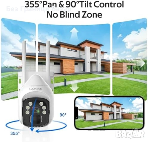 Нова Безжична соларна камера 2K, 5G/2.4G WiFi, сирена, двупосочно аудио, снимка 7 - Други - 53375470