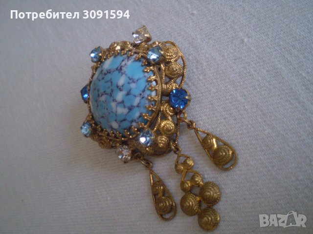 Старинна  Дамска брошка  с Мурано СТЪКЛО, снимка 6 - Антикварни и старинни предмети - 37316866