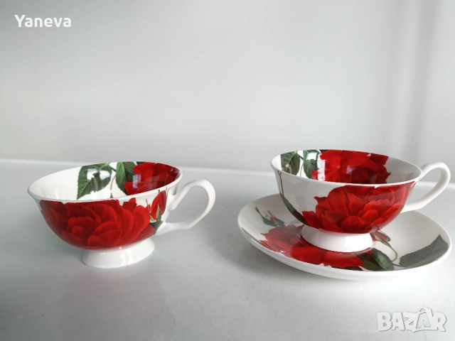 Комплект 2 чаши с чинийка от фин порцелан Lancaster Fine Bone Porcelain. 