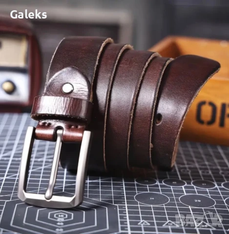 Луксозен, Мъжки, Спортен кожен колан S.WORKER* с кутия /Върхова телешка кожа!, снимка 4 - Колани - 50561964