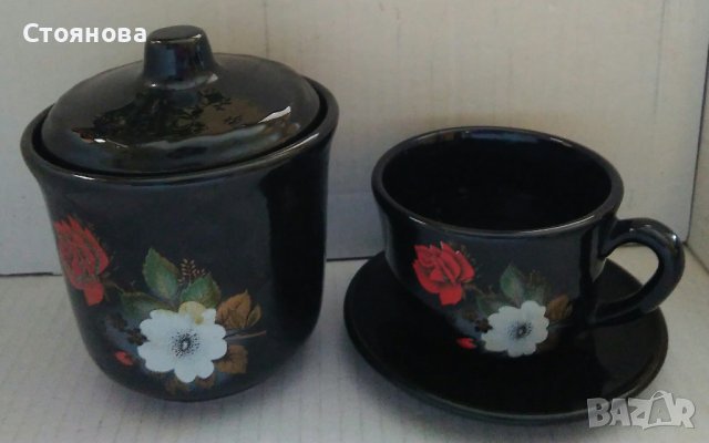 Сервиз за кафе/чай -гланцирана рисувана керамика, снимка 8 - Сервизи - 36839599