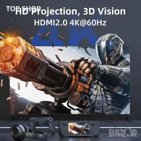 Докинг станция YCBUENO 5-в-1 USB хъб с 4K@60Hz, 3 USB3.0 порта, USB-C 100W PD, снимка 2 - Друга електроника - 49457525