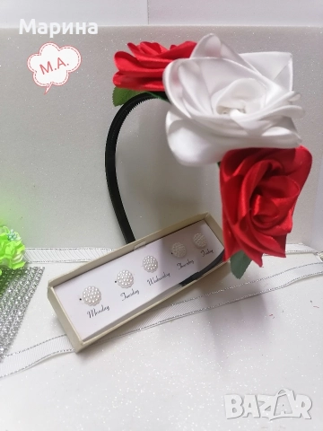 Китка за глава с големи рози, вариант 24, снимка 4 - Аксесоари за коса - 52827720