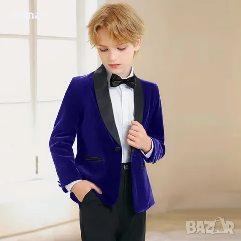 LOLANTA Boys Velvet Suit, 4 части комплект за момчета, включващ официален смокинг за сватба и парти, снимка 2 - Детски комплекти - 49822708
