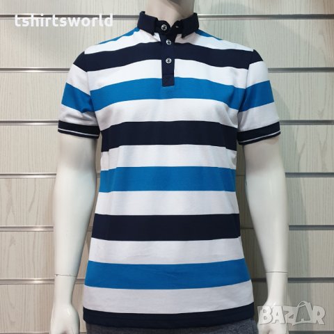 Нова мъжка моряшка блуза тип Lacoste, райе, копчета, пике, снимка 9 - Ризи - 32629301