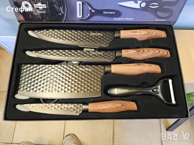 Комплект кухненски ножове 6 части. Много остри. Made for Germany. Germany Kitchen ALM-FZ11, снимка 8 - Прибори за хранене, готвене и сервиране - 51972294