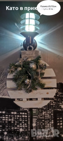 Модерна Нестандартна Коледна Украса Дървенa Коледнa Елхa, снимка 2 - Други - 52623844