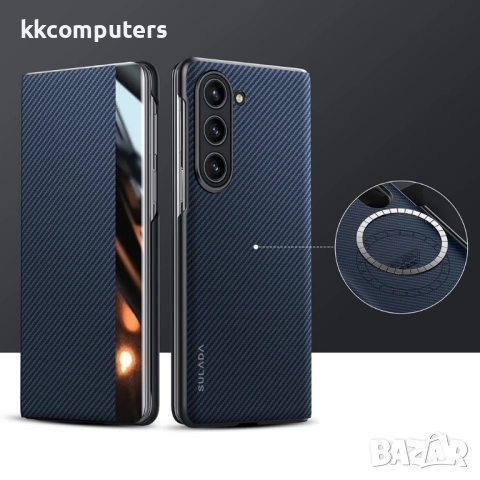 Калъф SULADA Kevlar за Samsung Galaxy Z Fold6 – смарт капак с прозорец, кожена текстура и магнитна ф, снимка 2 - Калъфи, кейсове - 52232986