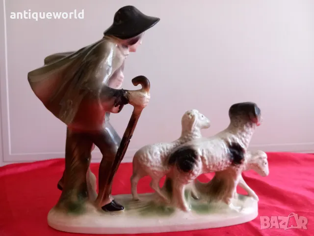   Sitzendorf Порцеланова Статуетка "Пастир с Овце", снимка 4 - Антикварни и старинни предмети - 48049072