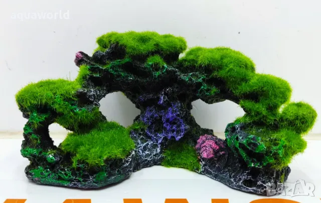 "ПРОМОЦИЯ" Изкуствена декорация - Скала с растения 1, снимка 1