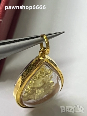 Златен амолет с буда 18 карата , снимка 13 - Колиета, медальони, синджири - 53509538