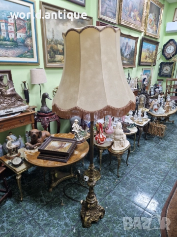 Страхотна антикварна френска бронзова подова лампа , снимка 6 - Настолни лампи - 52323059