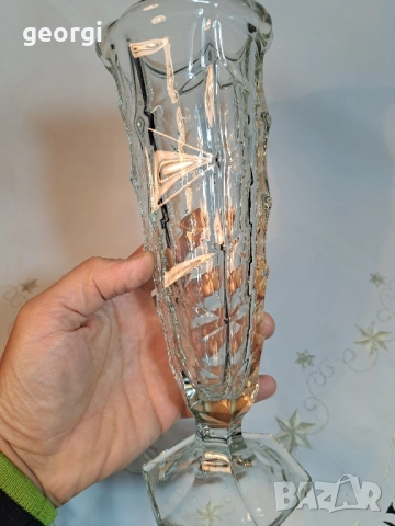 ретро стъклена релефна ваза 28/5, снимка 4 - Вази - 51965340