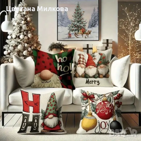 Коледни калъфки с гномчета, снимка 2 - Декорация за дома - 52178965