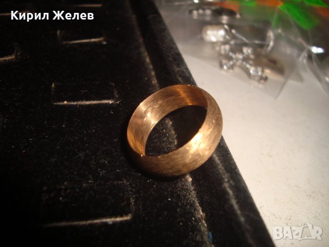 БЛЕСТЯЩА ПОЗЛАТЕНА БРОНЗОВА СТАРА ХАЛКА ПРЪСТЕН с ПЕЧАТИ 14К 585 РЪЧНА ИЗРАБОТКА за КОЛЕКЦИЯ 19690, снимка 3 - Антикварни и старинни предмети - 32577528